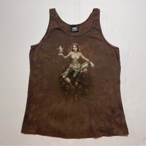 Vintage Skulbone Lilith Girls Tank Top Brown Tie Dye Women’s Size WL 12-14 Y2K